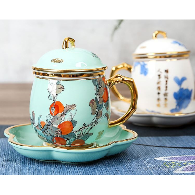 高档送礼骨瓷茶具4色套装